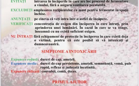 ATENȚIE! Pericol de intoxicare cu dioxid de carbon în beciuri și crame!